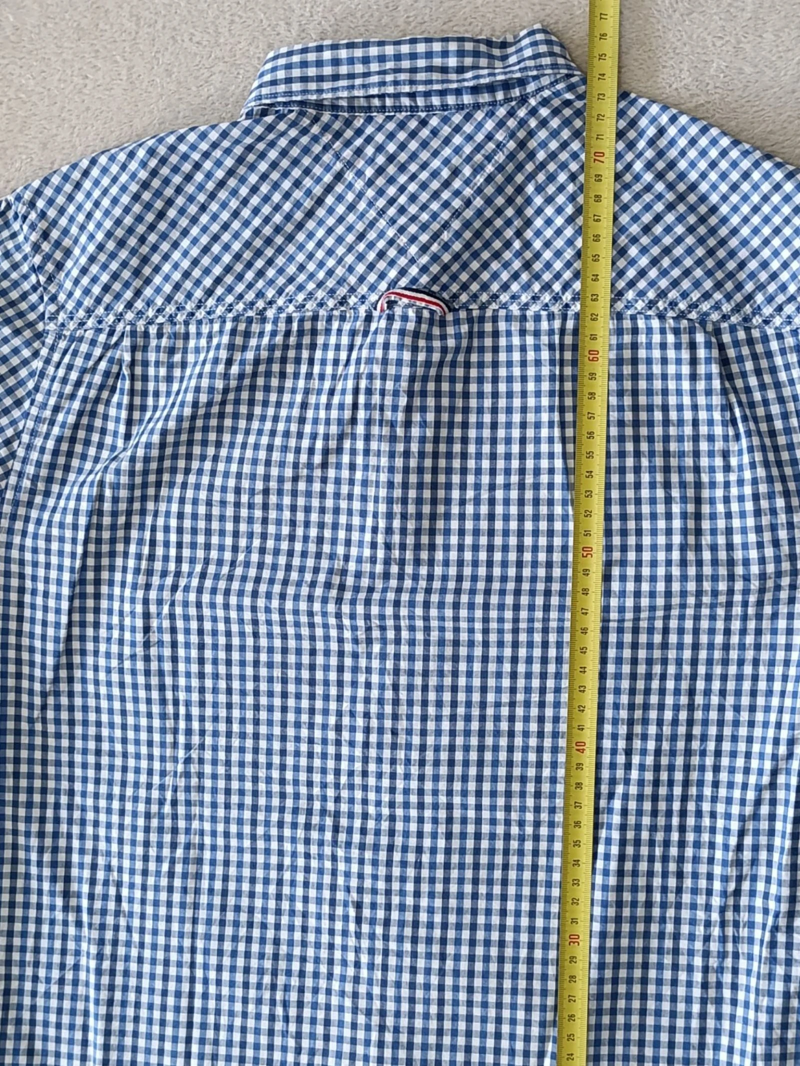 Camisa Tommy Jeans azul a cuadros blancos Logo bordado Talla M – photo 20